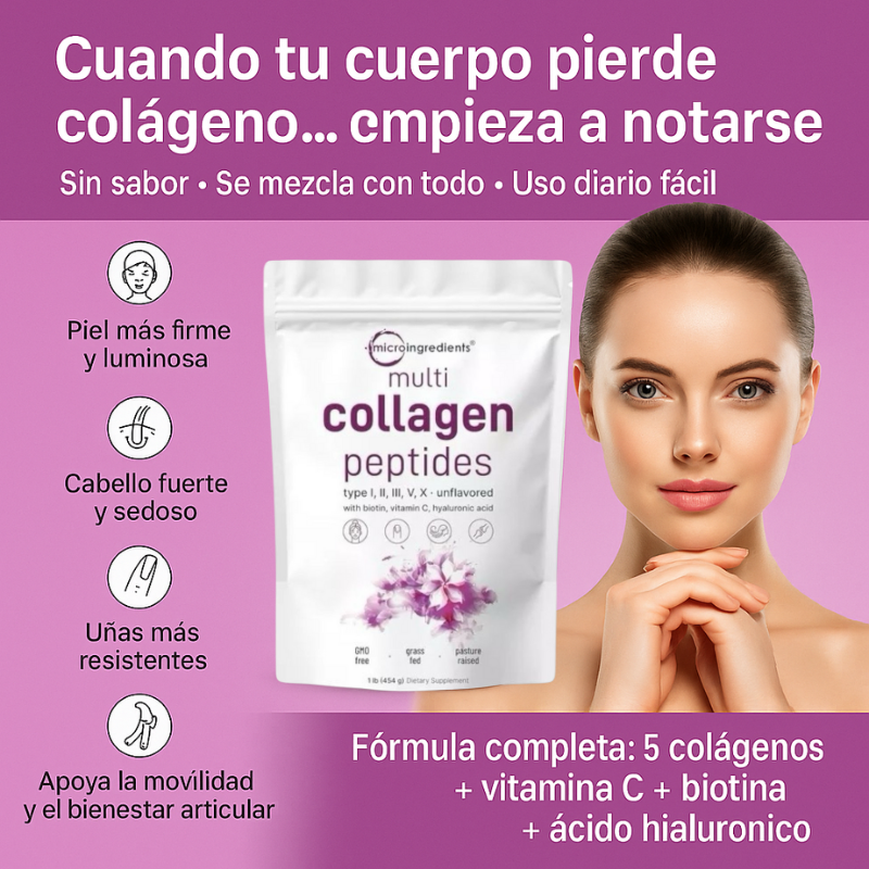 MULTI-COLAGENO (5 EN 1) + BIOTINA + VITAMINA C + ACIDO HIALURONICO